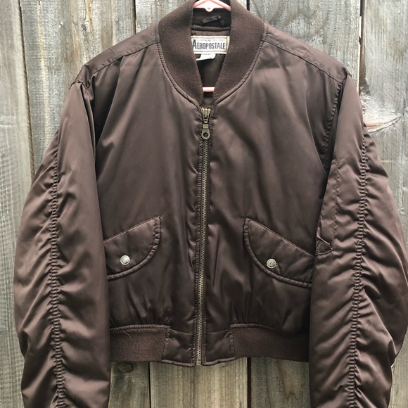 Aeropostale Jackets & Blazers - AEROPOSTALE Bomber Jacket Satin Women’s in Brown M